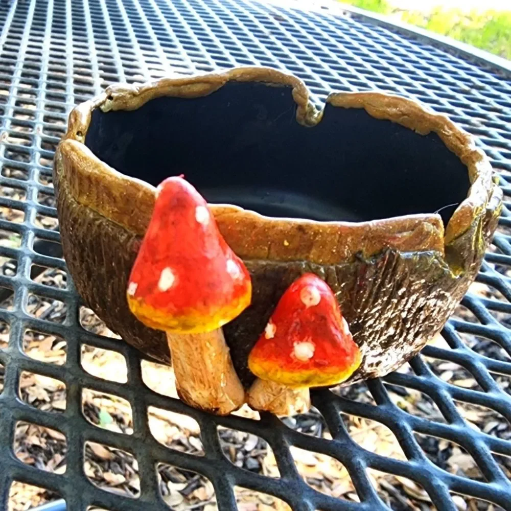 Mushroom Log ashtray Handmade Polymer Clay